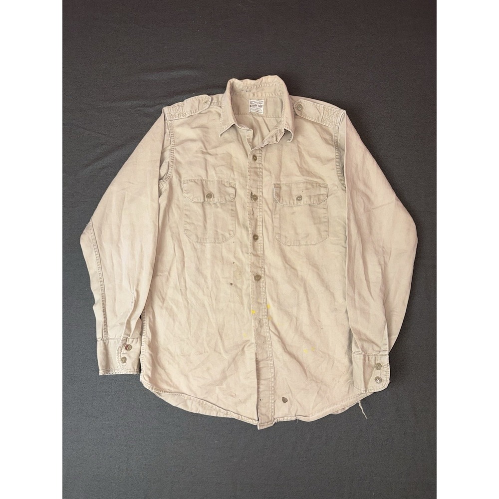 Vintage Military Utility Shirt Regulation Style Form Fitting Sanforized Men’s M